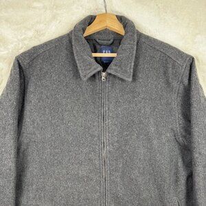 Gap Men’s Charcoal Gray Wool Blend Zip Jacket Large Lined Classic Style Y2K